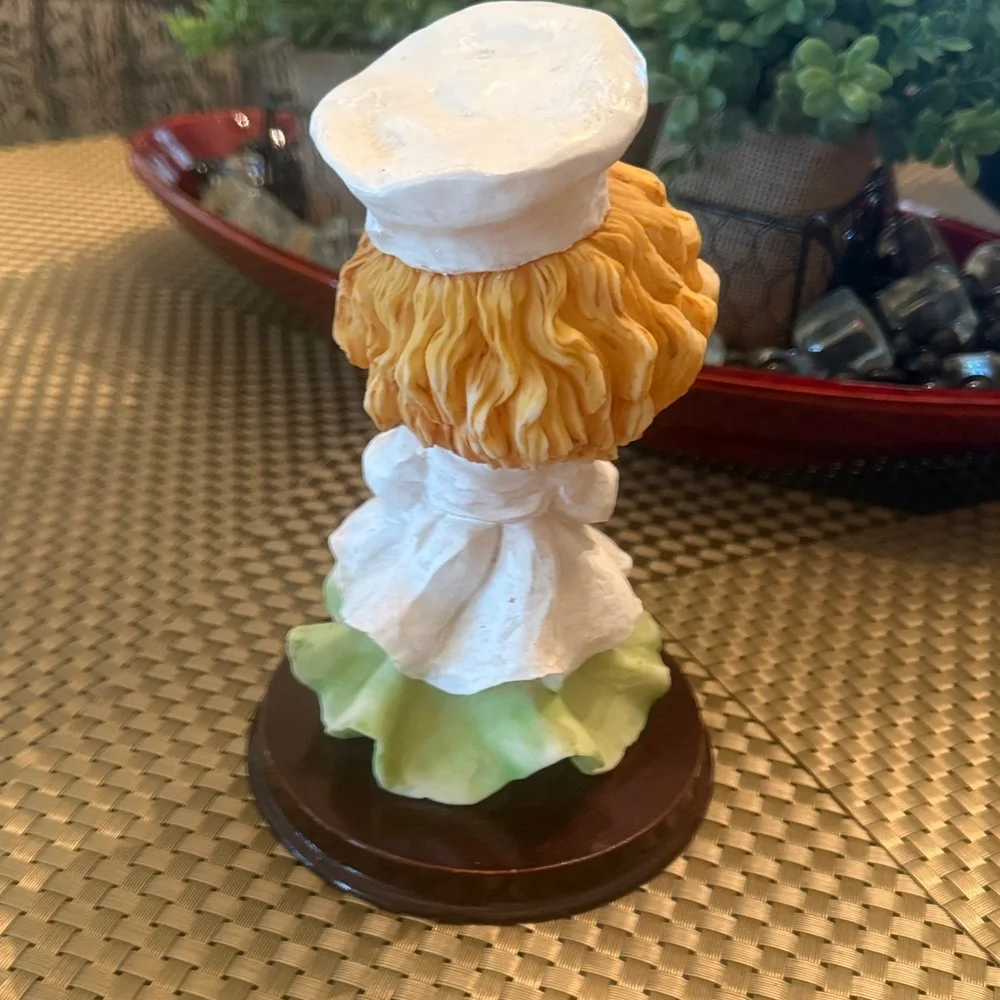 Charming Nurse Figurine with Tray - White and Green